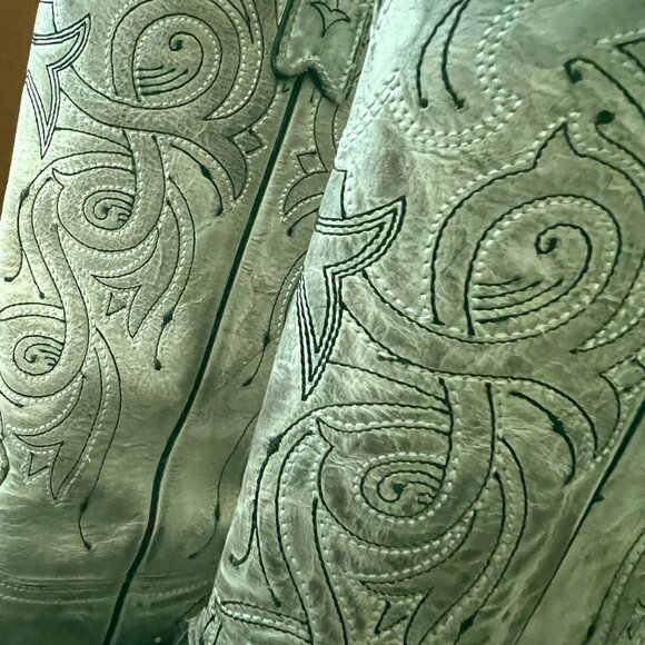 STERLING RIVER BOOTS Women's Gray Embroidered Leather Cowboy Pointed Toe, 7 B - Picture 5 of 7